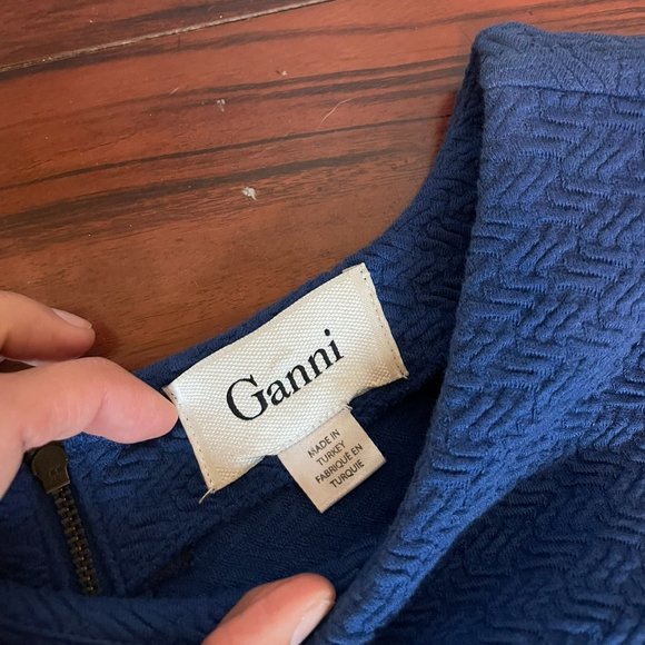 Royal Blue Lousa Textured Shift Dress - Ganni (Anthropologie) - Size S - Picture 4 of 6